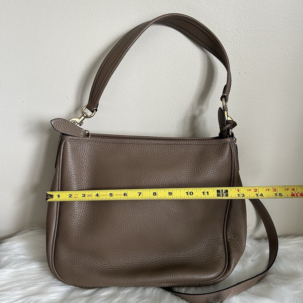 Coach Cary Dark Stone Pebbled Leather Shoulder Bag CC435 Excellent - Picture 10 of 12